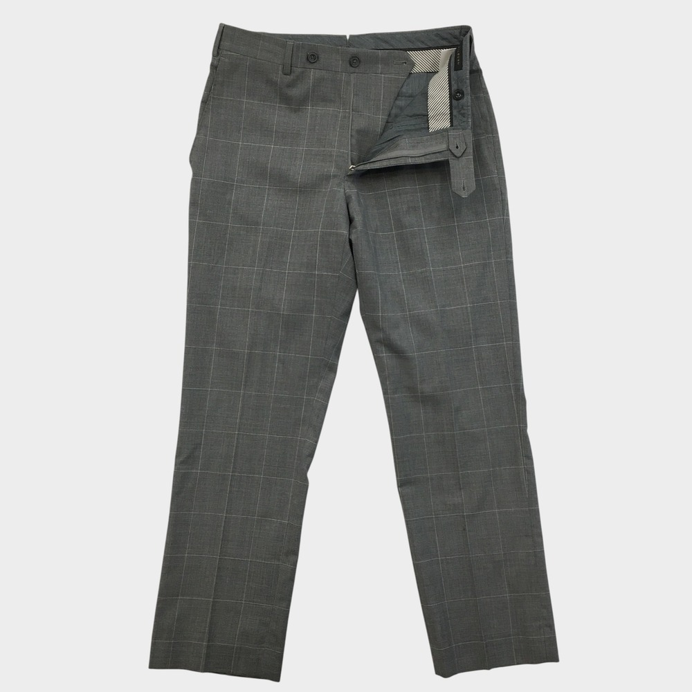 J. Hilburn Vitale Barberis Canonico Grey Plaid Wool Dress Pants Mens 31x30 - Picture 2 of 9
